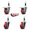 Service Caster 3.5'' Red Poly Swivel 7/8'' Expanding Stem Caster Set 2 Total Lock Brakes, 4PK SCC-EXTTL20S3514-PPUB-RED-2-S-2-78 - alternate 2